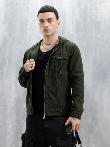 NORULES® Wrogn Men's Casual Zip-Up Hooded Jacket | Olive