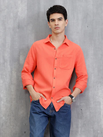 NORULES® Solid Regular Fit Shirt | Orange