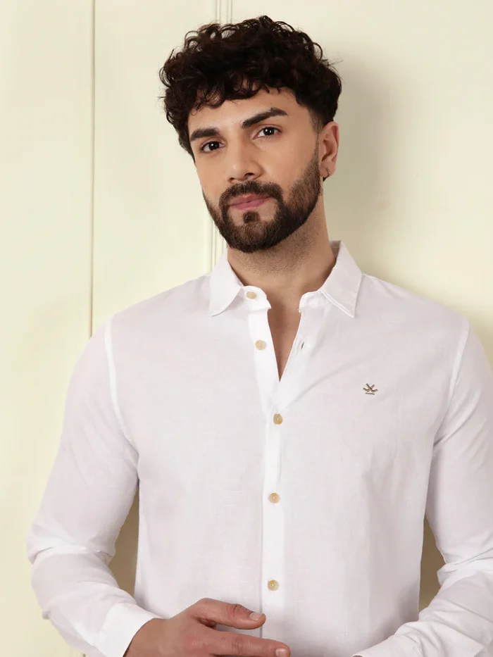 NORULES® Solid Linen Blend Shirt | White
