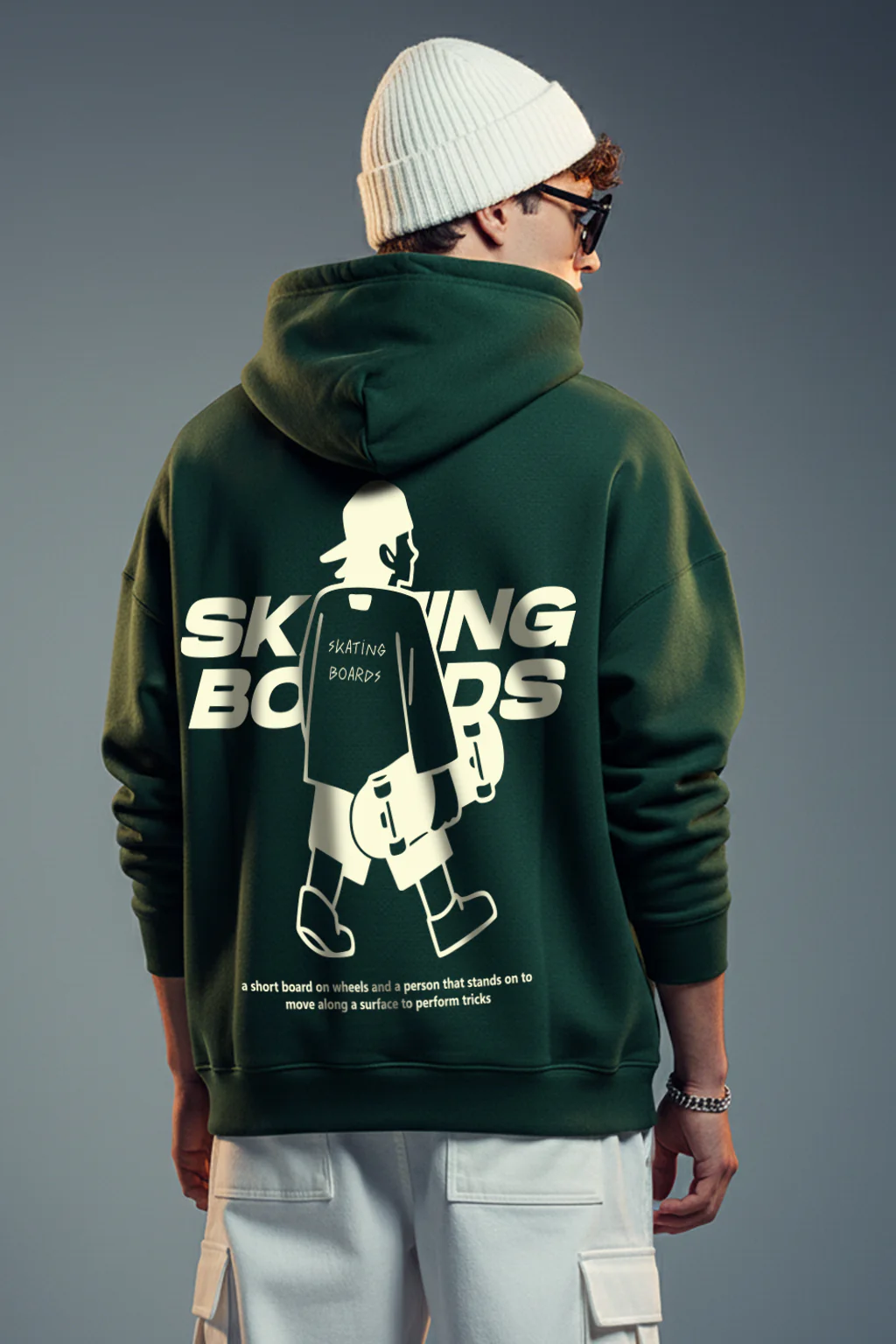Skate Crew Smoke Pine Oversized Printed Hoodie