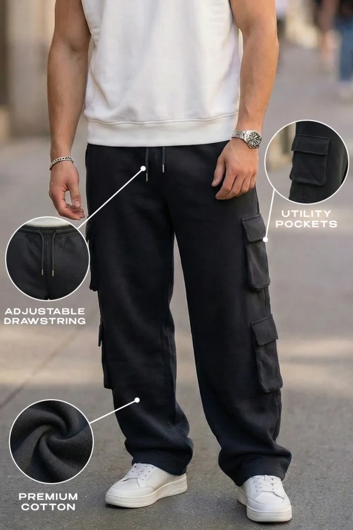 NORULES® Black 6 Pocket Baggy Fit Exclusive Knitted