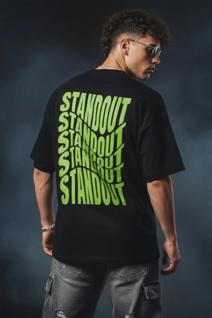 Doodle Black Oversized Back Graphic Printed T-shirt