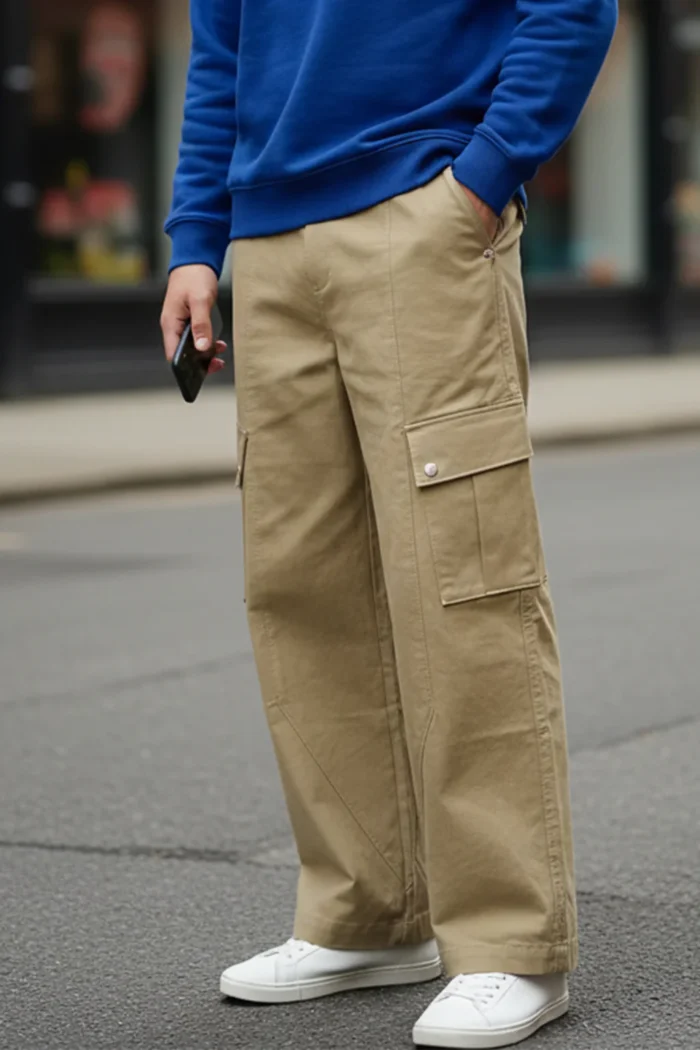 NORULES® Beige Woven Relaxed Fit High-Rise