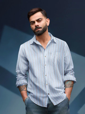 NORULES® Textured Stripes Slim Fit Shirt | Light Blue