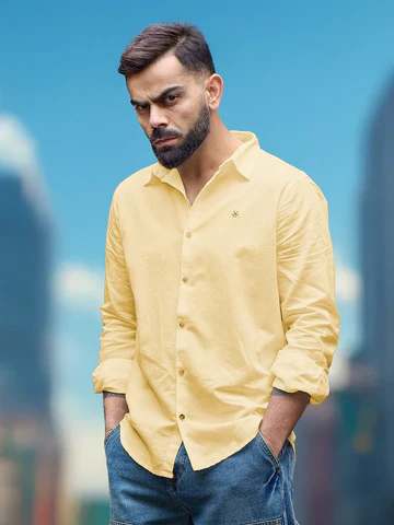 NORULES® Solid Linen Blend Shirt | Yellow