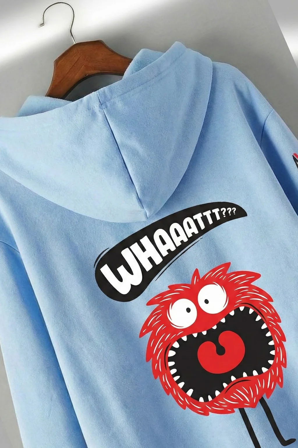 Skull Blue Back Graphic Printed Oversized Fit Hoodie